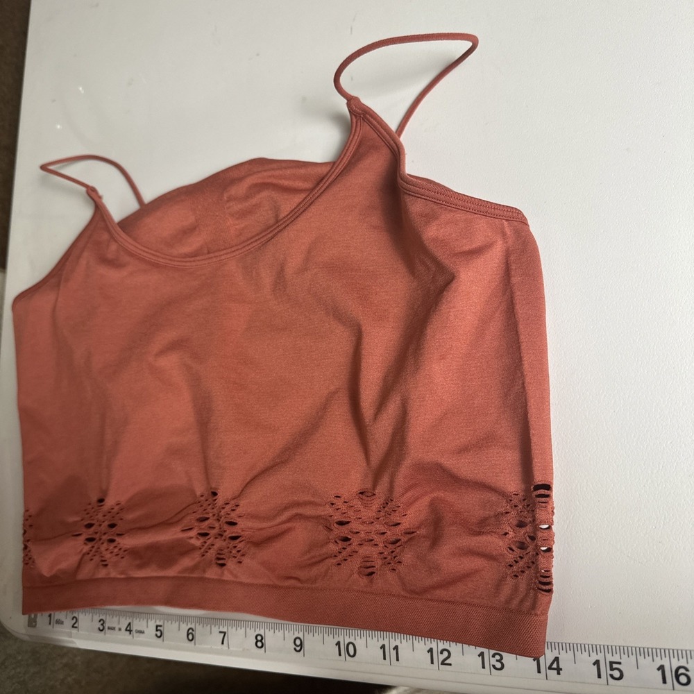 Colsie Bralette XL Orange Seamless Crop Top Lounge Wireless Stretch Cutout - Picture 5 of 8